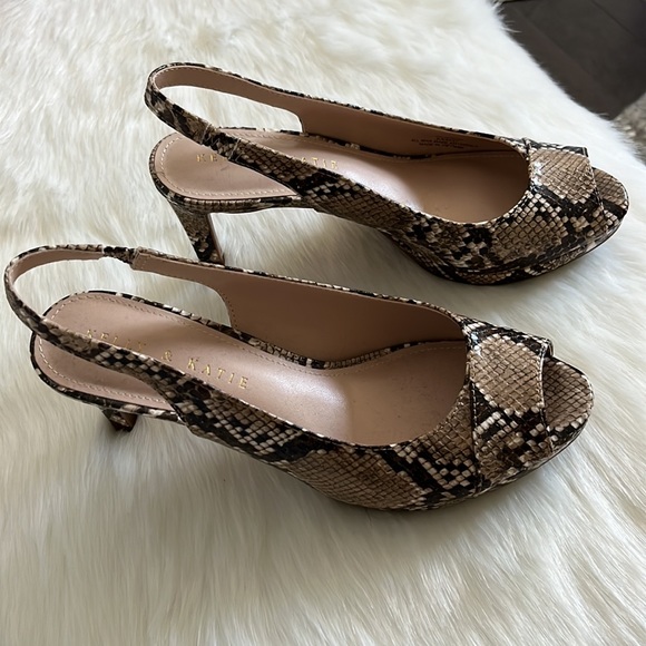 New in Box Kelly & Katie Natural Multi Python Nerani Peep Toe Pump Sandal - Picture 5 of 13